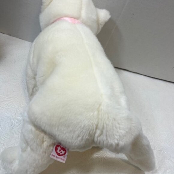 Ty The Beanie Buddy Collection White Cat Blue Eyes Long Tail 1999 Plush Toy - Picture 6 of 12